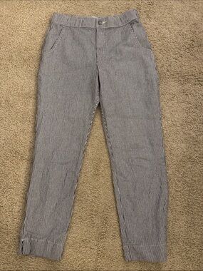 Hollister Navy and White Pinstripe Cropped Pants
